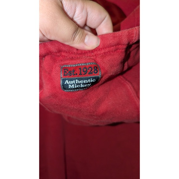 Vintage Disney Mens XXL Walt Disney World Spell Out Half Zip Hoodie Red - Picture 4 of 5